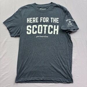 Dewars Scotch Whisky T-Shirt Mens Large Gray John Dewar & Sons Scotch Egg Club
